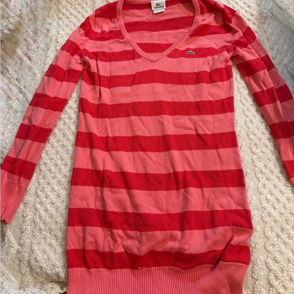 Lacoste Red and Pink Knit Top